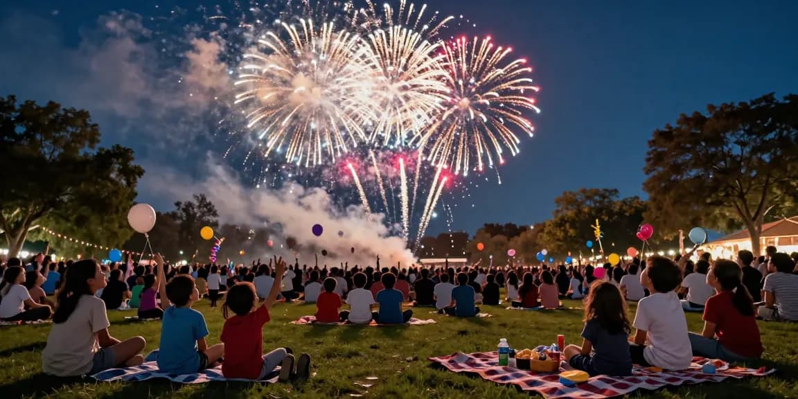 Exciting fireworks for sale at festive outdoor gathering, vibrant display lights up joyful crowd.