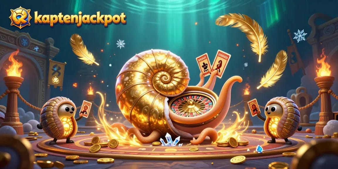 Join the action at kaptenjackpot with a unique 3D casino scene featuring an ancient nautilus and glowing ammonites.