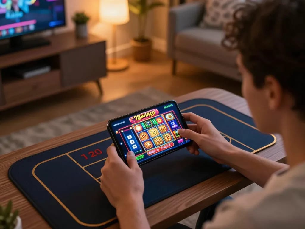 Player engages in thrilling gameplay on the 78wingo app, highlighting dynamic slot action and responsible gaming.