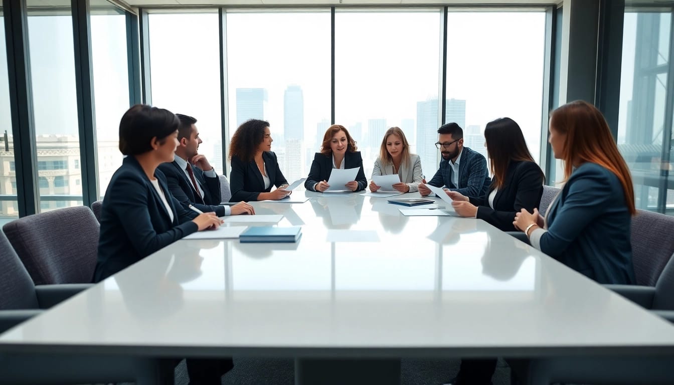 Discussing contracts and grants in a dynamic business meeting environment.