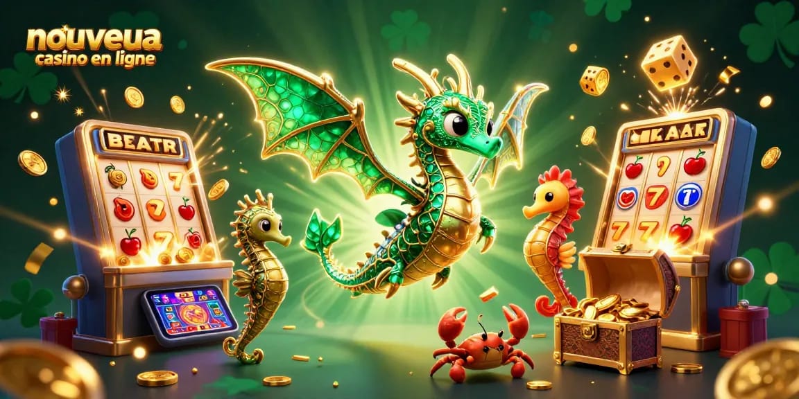 Jouez dans un nouveau casino en ligne avec un dragon de mer et une machine à sous.