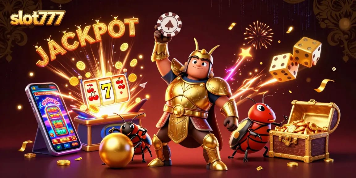 Experience the thrilling action of slot777 with a vibrant jackpot explosion and animated characters.