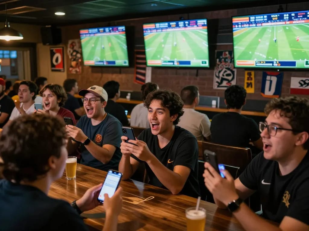 Bongdalu sports betting scene showcasing fans excitedly placing bets during live football matches