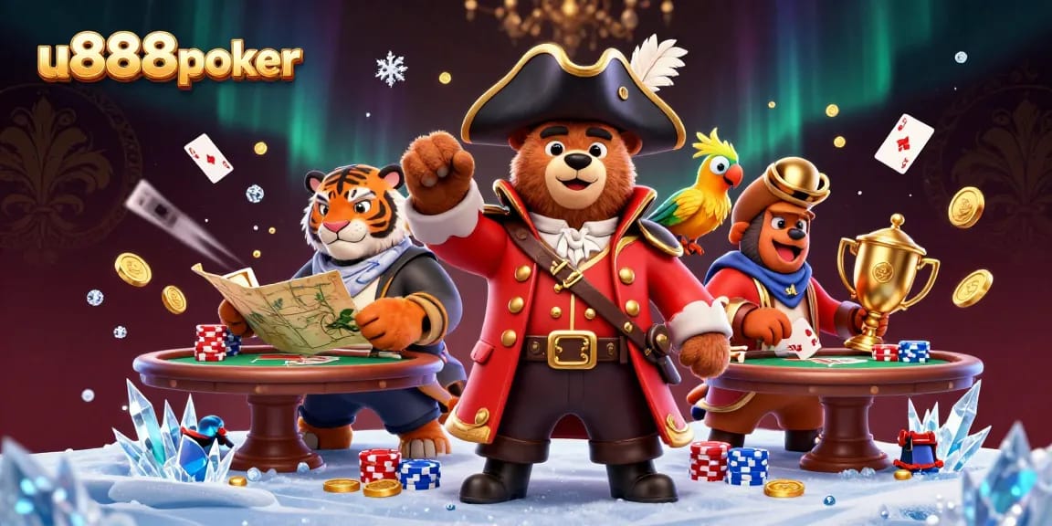 u888poker poker scene featuring immersive gameplay with vibrant characters and dynamic betting actions