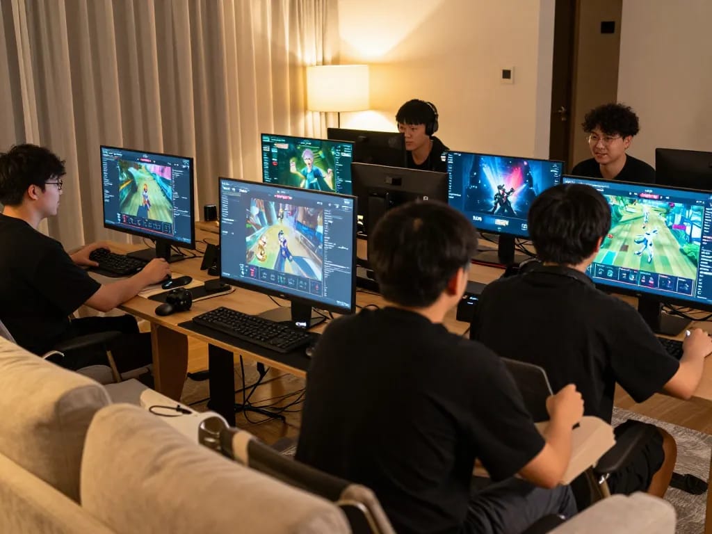 KPK100 gamers competing in an online tournament, showcasing intense gameplay and strategic interactions.