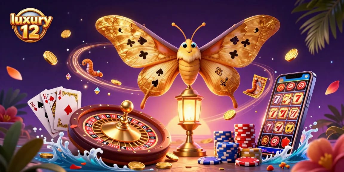 Engage with luxury 12 casino thrills featuring golden coins, spinning roulette, and a vibrant atmosphere.