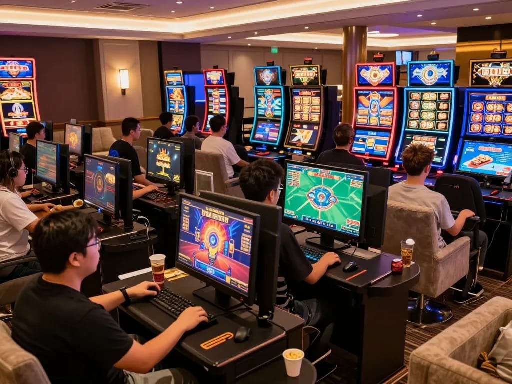 Players enjoying thrilling online casino games at 789clubgo in a vibrant home setting.