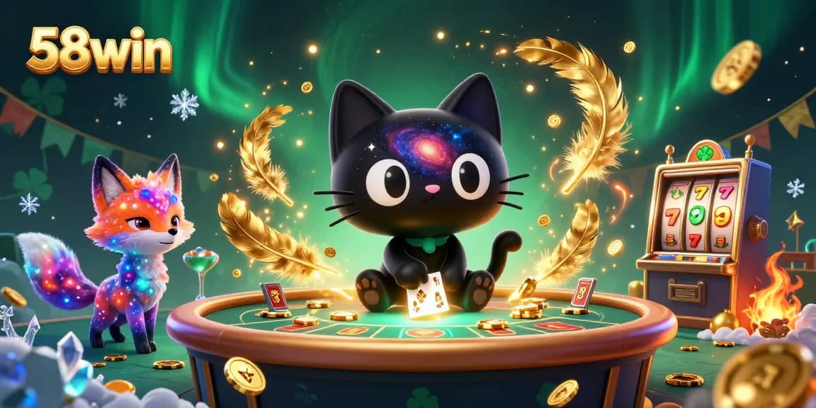 Engage with 58win's vibrant slot gaming universe featuring dynamic characters and cosmic elements.