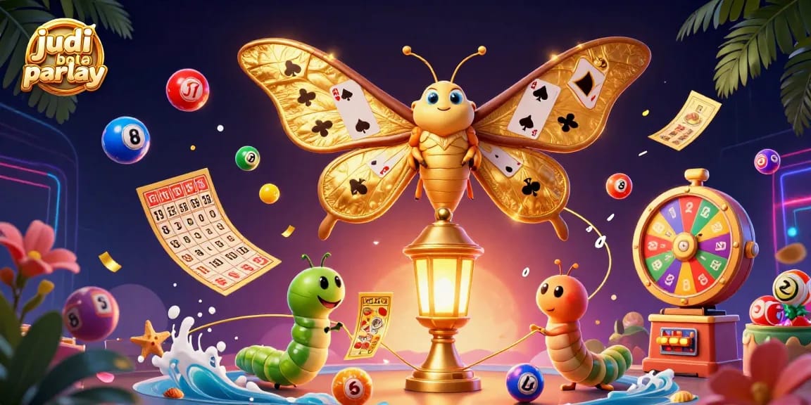 Exciting judi bola parlay scene with vibrant characters and casino elements creating a dynamic betting atmosphere.