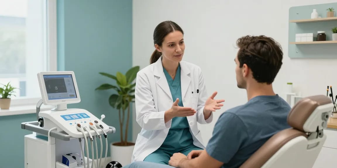 Hair transplant turkey - Compassionate healthcare provider in a modern clinic offering patient care for hair restoration.
