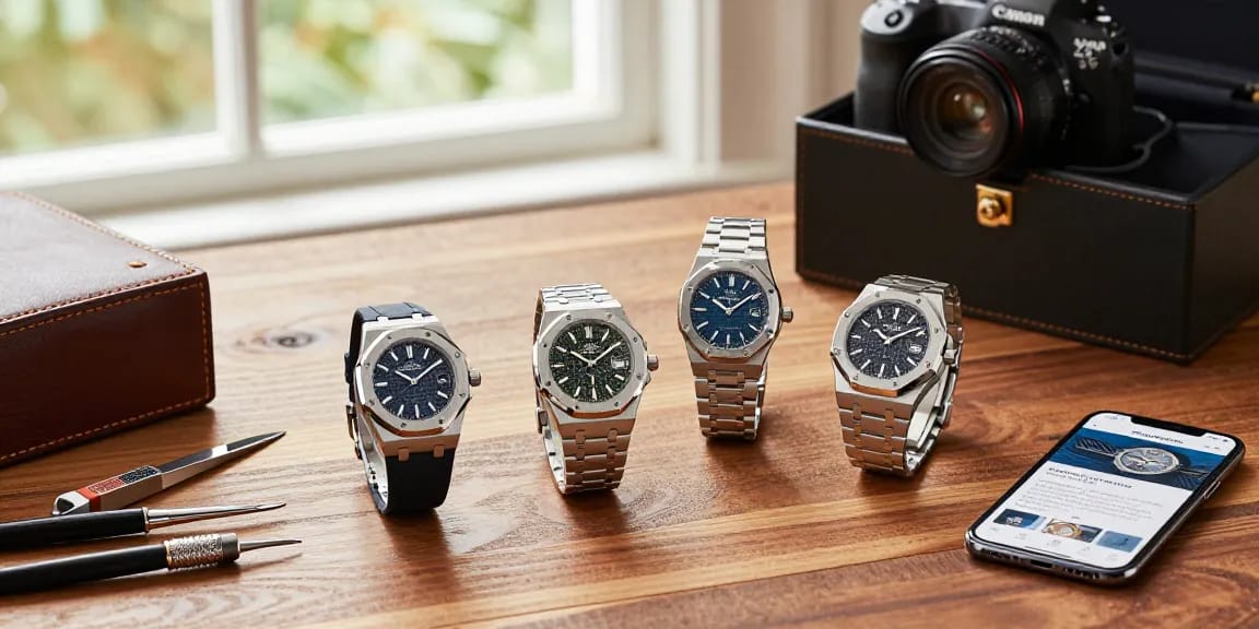Showcase of exquisite replica watches highlighting luxury craftsmanship and details.