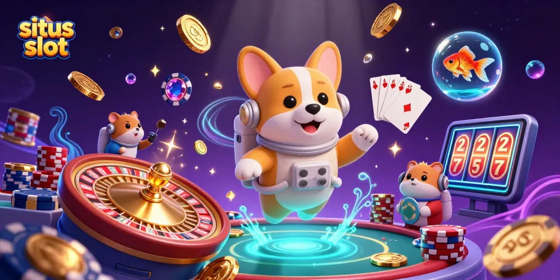Experience thrilling fun in a vibrant situs slot scene with an astronaut corgi and floating treasures.