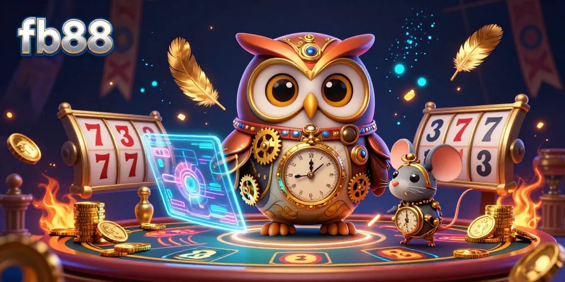 Experience thrilling gameplay at fb88 with dynamic animated casino elements in a 3D illustration.