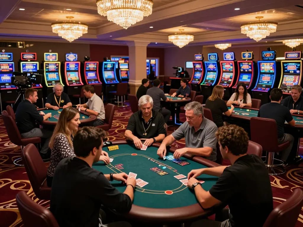 Players enjoying exciting games at F8Betz casino, capturing the lively gambling atmosphere.