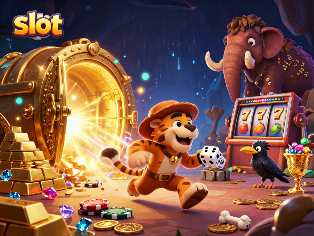 Slot mesin bersejarah dengan karakter belakang gua mengumpulkan kemenangan di kasino Prasejarah.