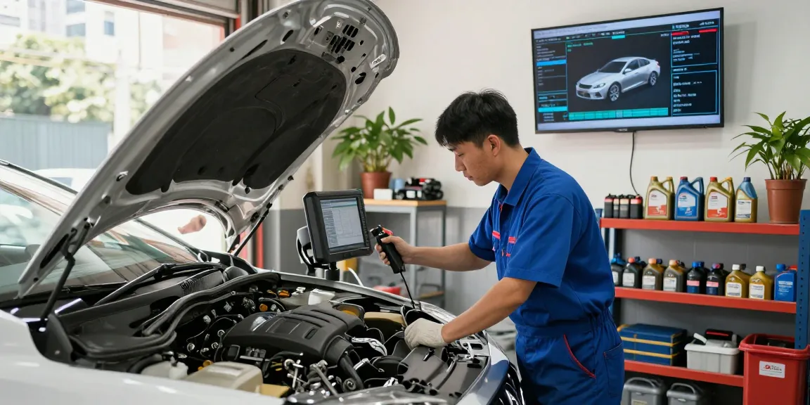 Mechanic providing reliable car repair services in Hong Kong's garage, showcasing expertise and modern diagnostics.