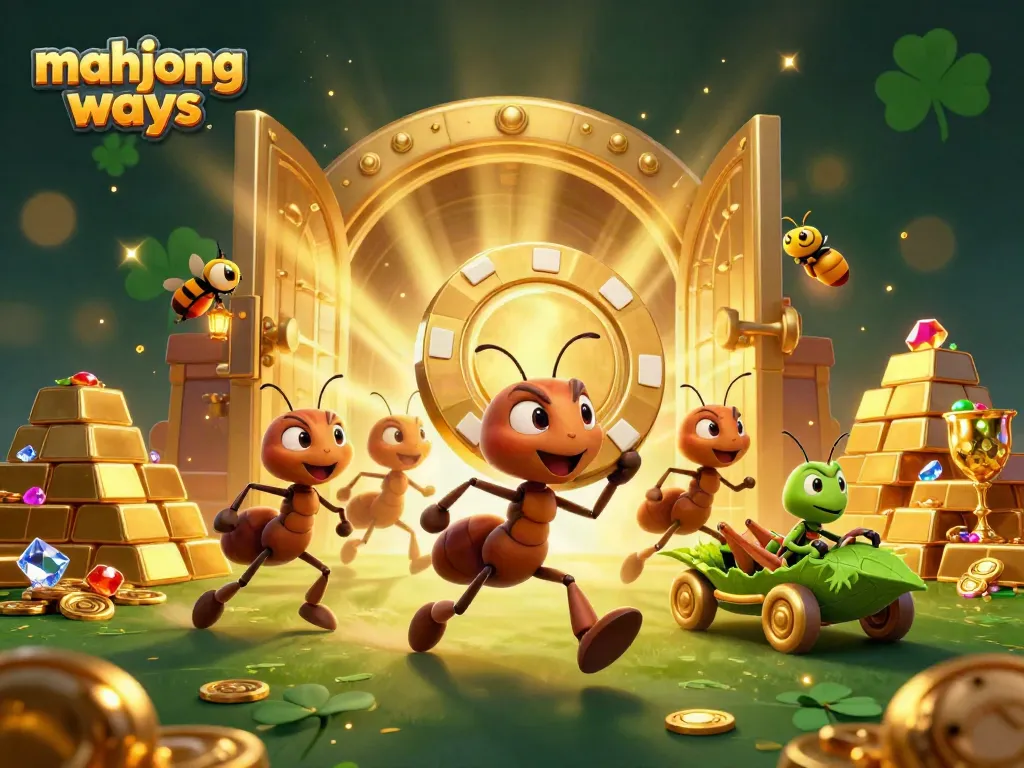 Experience the thrilling mahjong ways adventure with 3D ants heist and golden treasures.