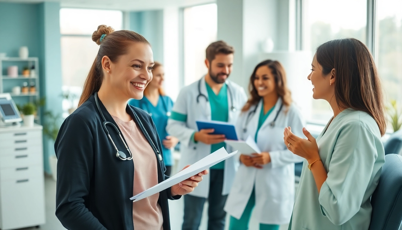 Healthcare professionals assisting patients at a health optimisation clinic Sydney, creating a welcoming environment.