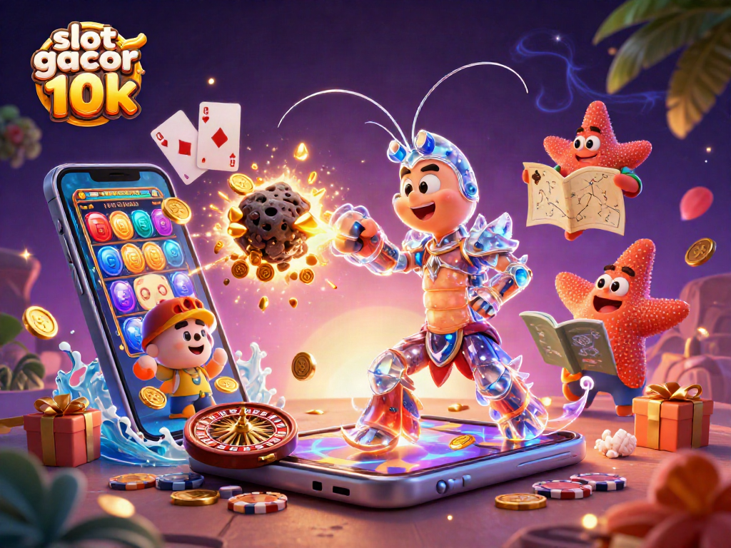 Experience slot gacor 10k excitement with a galactic samurai and golden treasures in a dynamic casino scene.