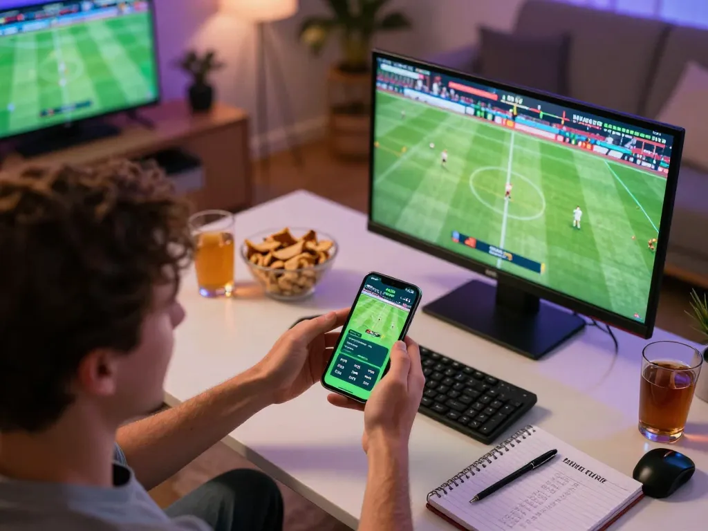 Bong88 user actively placing sports bets on a smartphone app during a live match, showcasing excitement and strategy.