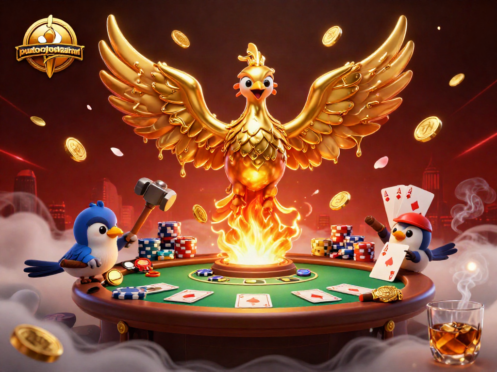 Experience the thrill at puntorojorestaurant with a vivid casino scene featuring a molten phoenix.