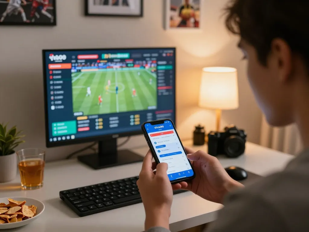 Engaging with the Vivu88 app for live sports betting, showcasing dynamic odds and match excitement