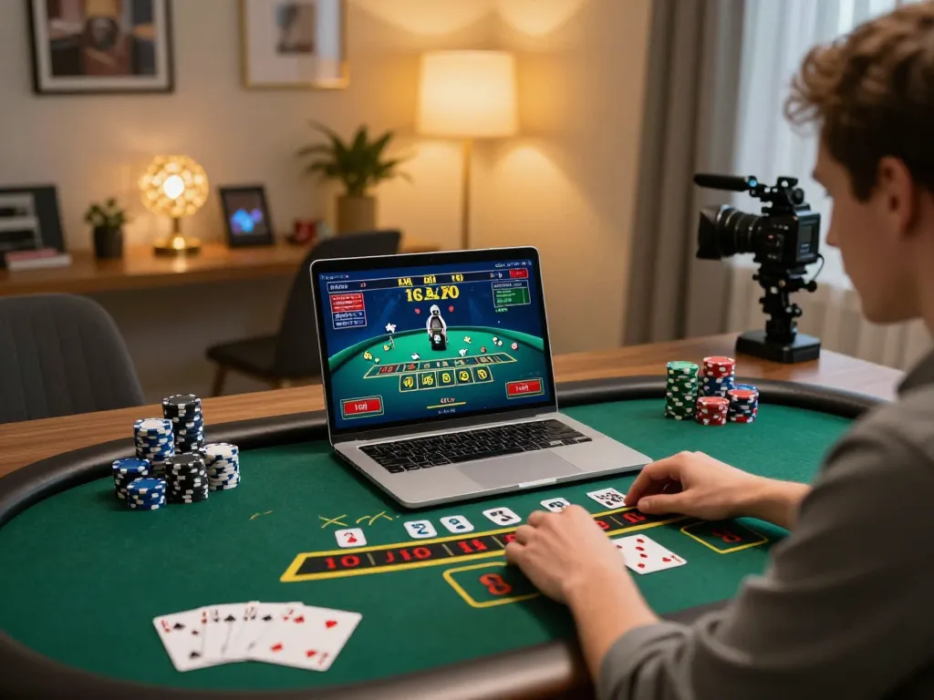 Engaging user playing live blackjack on 3win's online casino platform.
