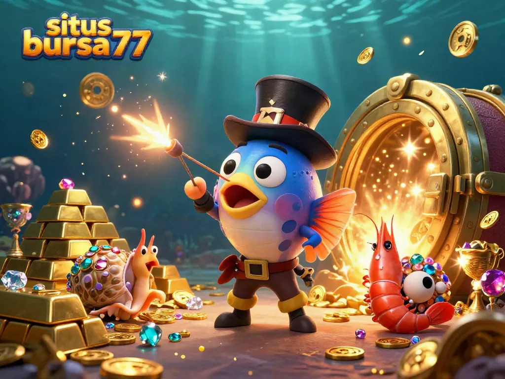 Menangkan permainan di situs bursa777 dengan jackpot berkilauan dan karakter menarik di bawah laut.
