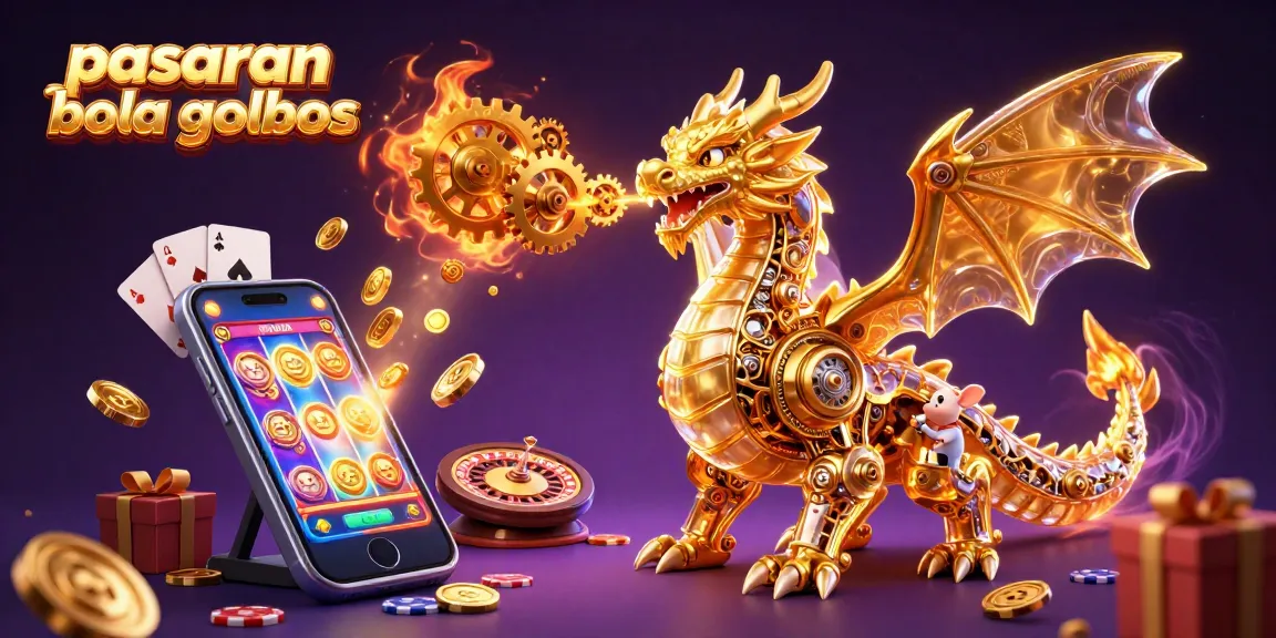 Experience the excitement of pasaran bola golbos with a golden dragon and vibrant game elements.