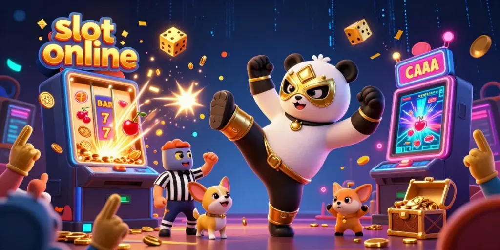 Experience thrilling slot online action with animated characters celebrating a jackpot explosion.