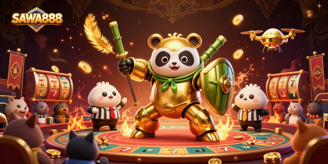 Experience the thrill of gambling with SAWA888's three-dimensional animated casino scene.