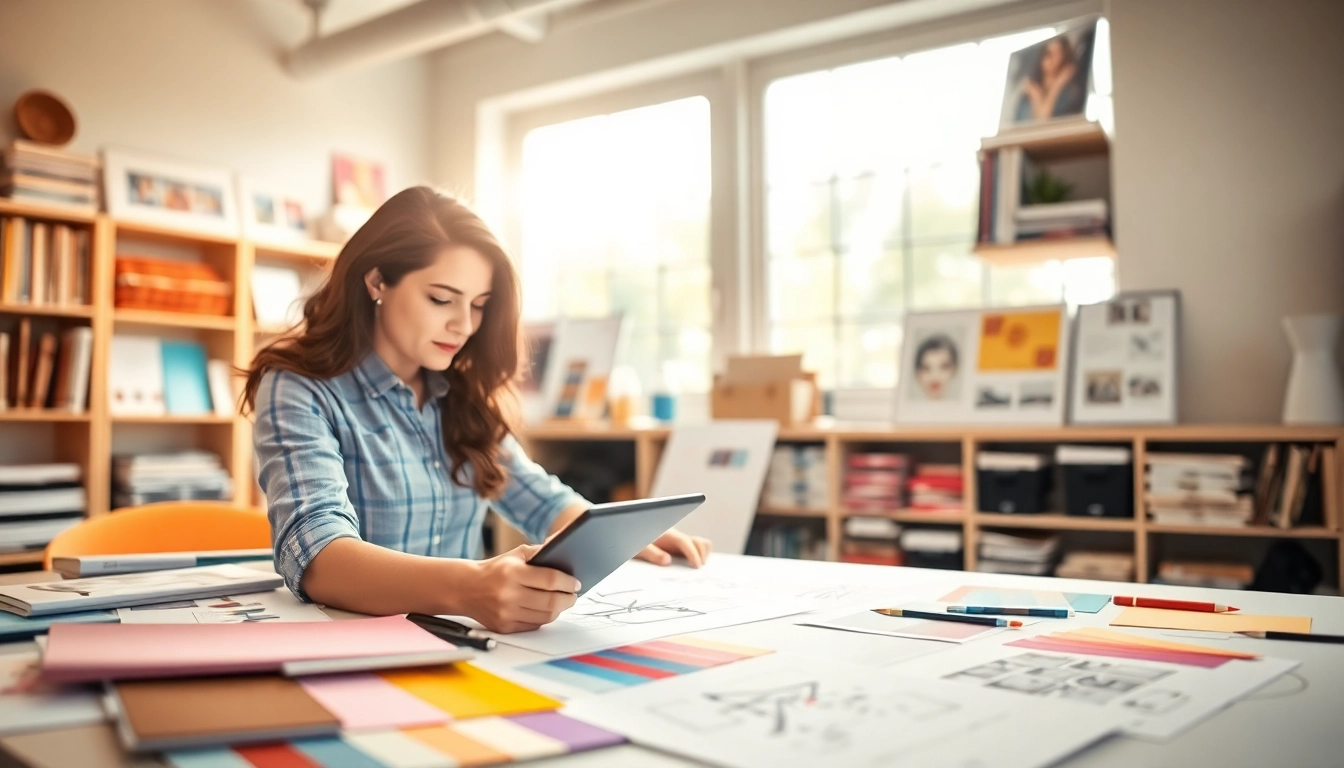 Designer's workspace at https://bestdesignersintheworld.com/ showcasing creativity and organization with tools and sketches.