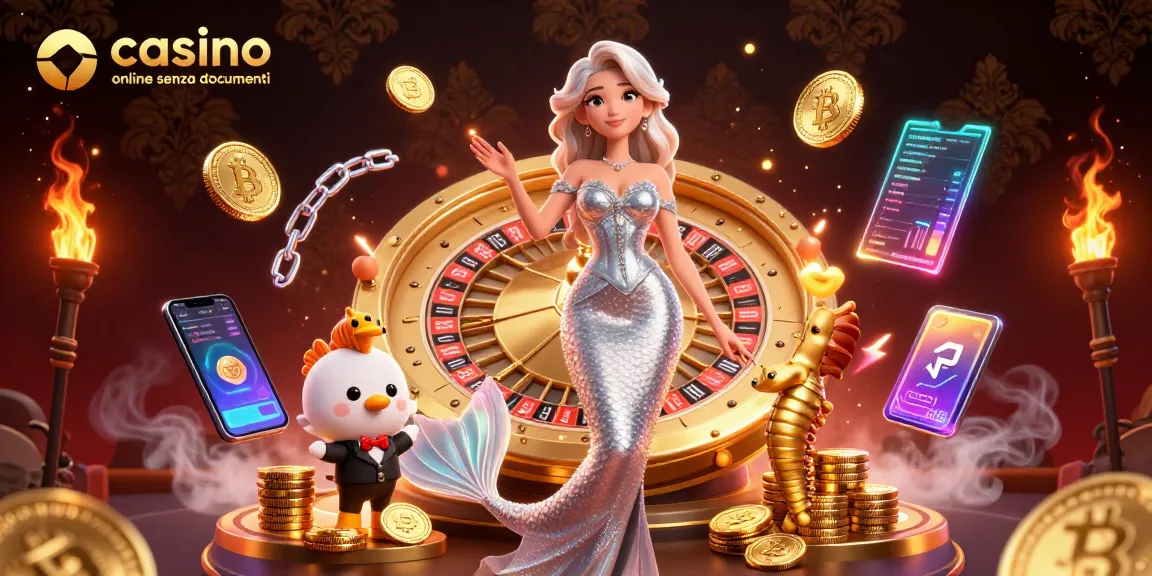 Immergiti nel mondo entusiasmante del casino online senza documenti con una glamour donna 3D e una ruota della roulette.