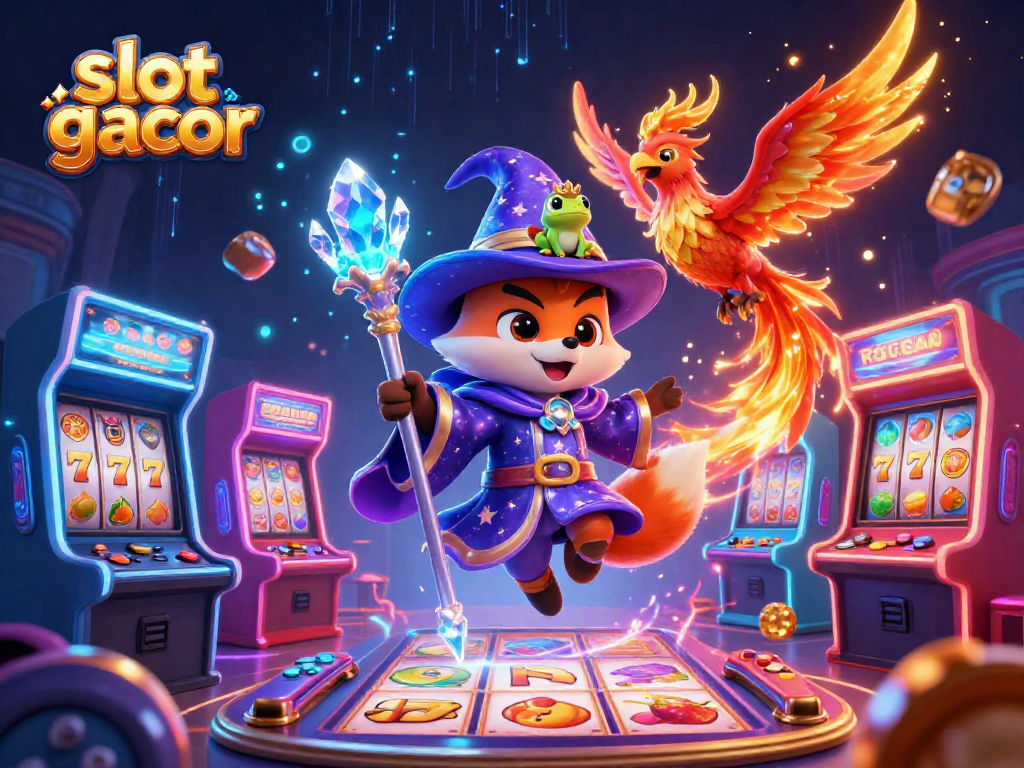 Experience the thrill of slot gacor games with a wizard fox, phoenix, and enchanted frog in action.