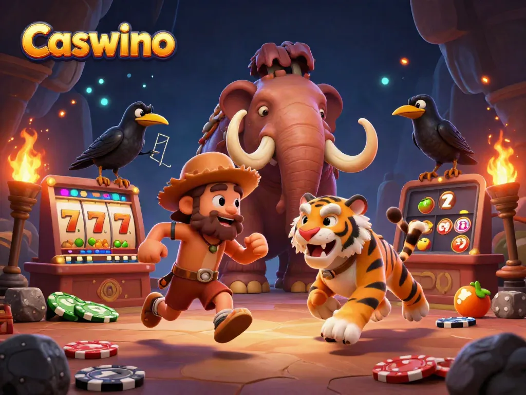 Experience the excitement of Caswino with a vivid cartoon casino scene