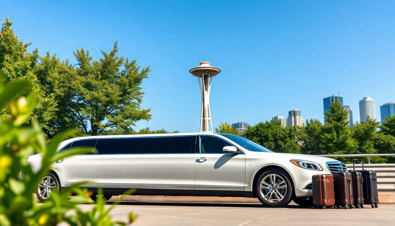 Experience vancouver to seattle limo service near the Space Needle, showcasing luxury travel.