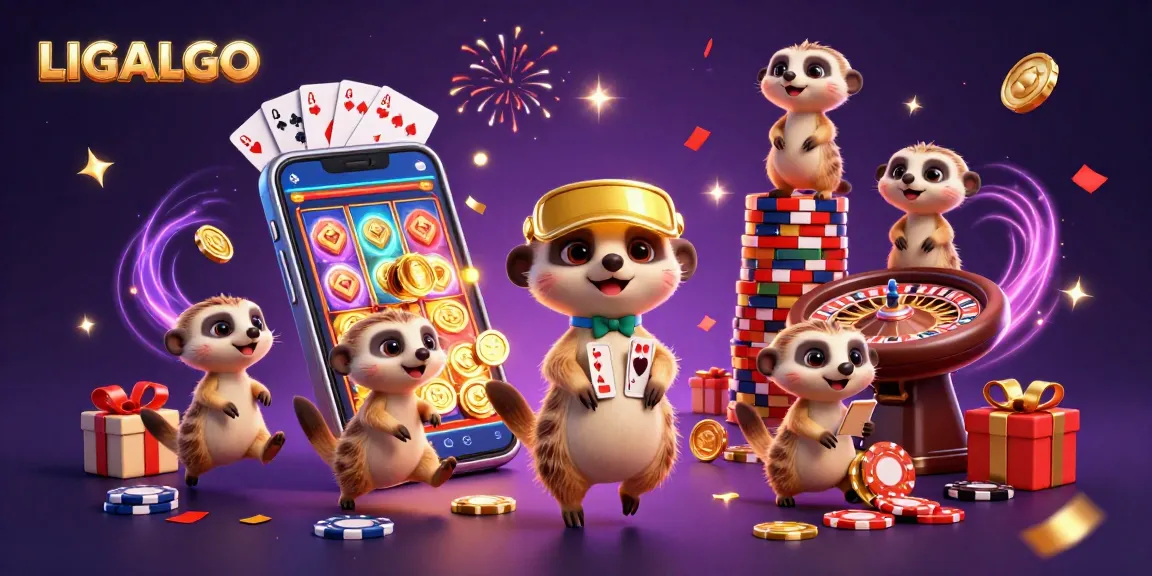 Engage in thrilling casino fun with LIGALGO as meerkats manage a lively game scene.