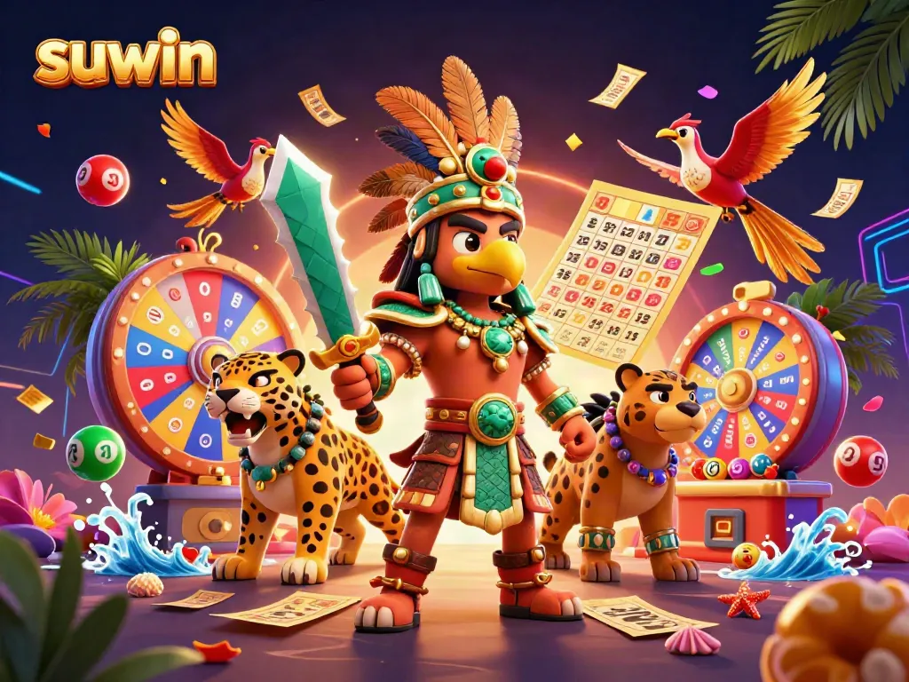 Experience suwin like never before with this vibrant casino scene featuring dynamic game elements and characters.
