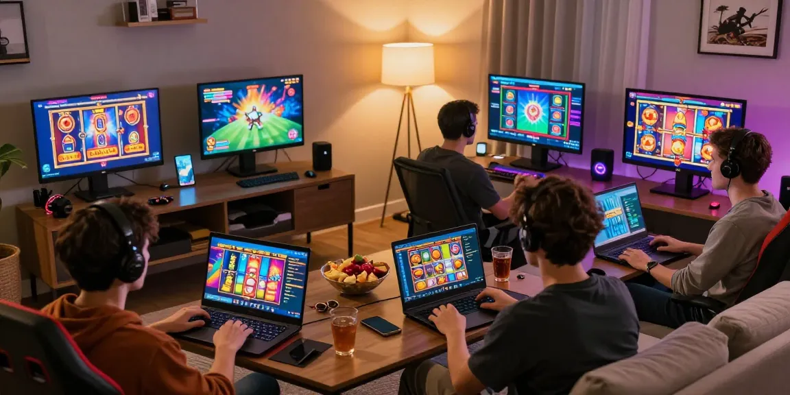 Engaging gaming scene showcasing players interacting with online slots, enhancing the login raja328 experience.