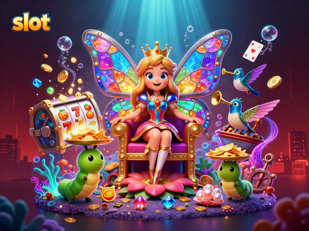 Experience thrilling slot action with colorful characters and dynamic gaming elements in a vibrant casino scene.