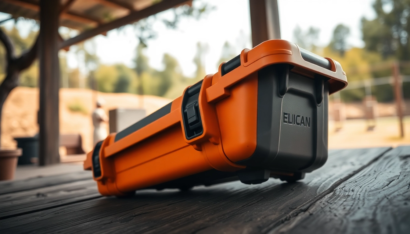 Pelican gun case for sale showcasing sturdy design and rugged reliability in an outdoor setting.