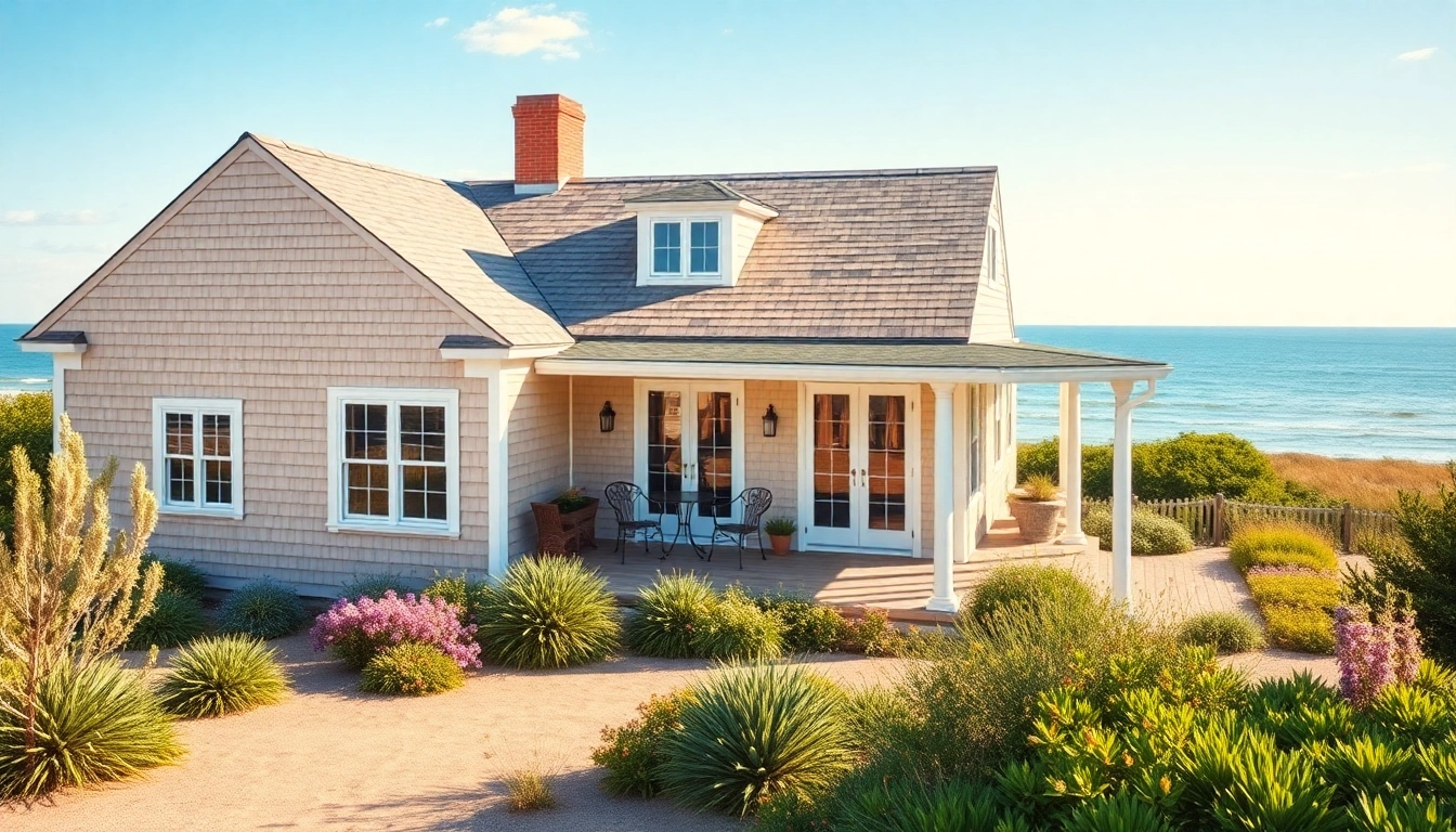 Cape Cod homes with inviting coastal designs and lush landscaping create a serene atmosphere.