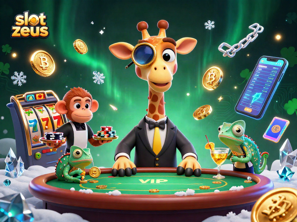 Engage with slot zeus in this lively casino scene featuring vibrant characters and games.