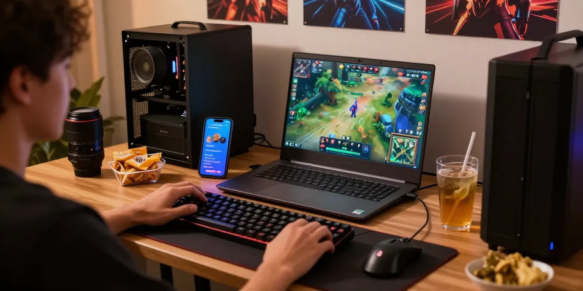 Engaged gamer accessing CIKA4D online platform with vibrant gaming graphics.