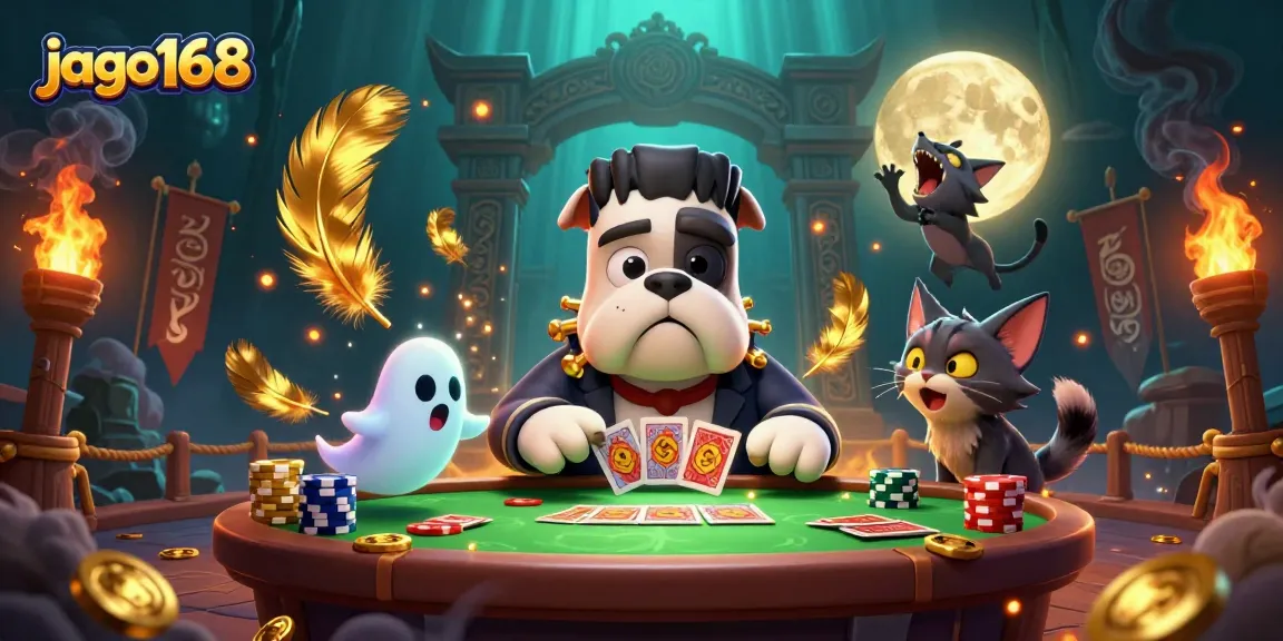 Enjoy thrilling gameplay at jago168 with dynamic card dealing by a bulldog monster and unique characters.
