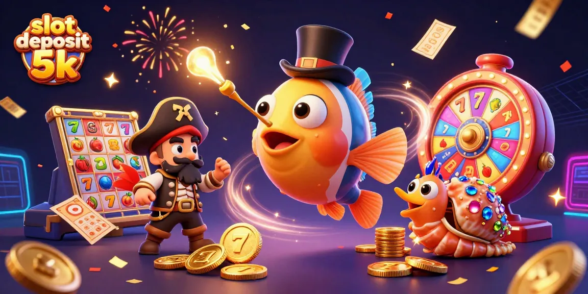 Engage in exciting slot gameplay with slot deposit 5k, highlighted by a vibrant casino illustration.