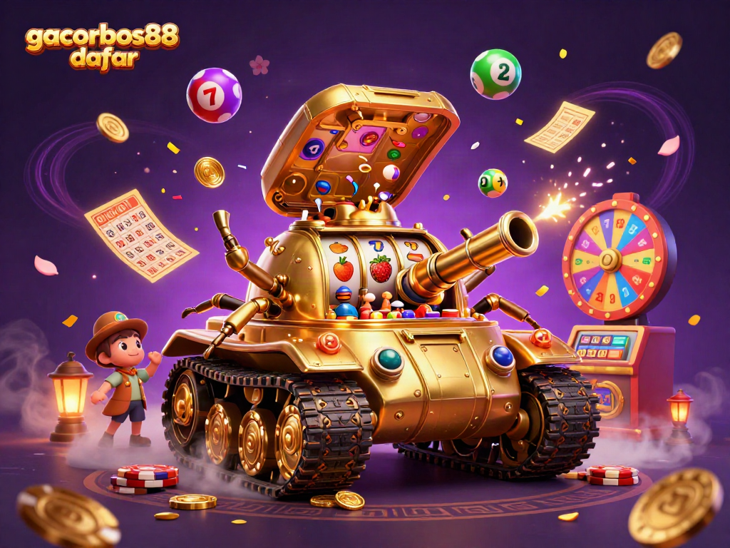 Spin and win with gacorbos88 daftar in this vibrant online casino scene showcasing dynamic gaming elements.