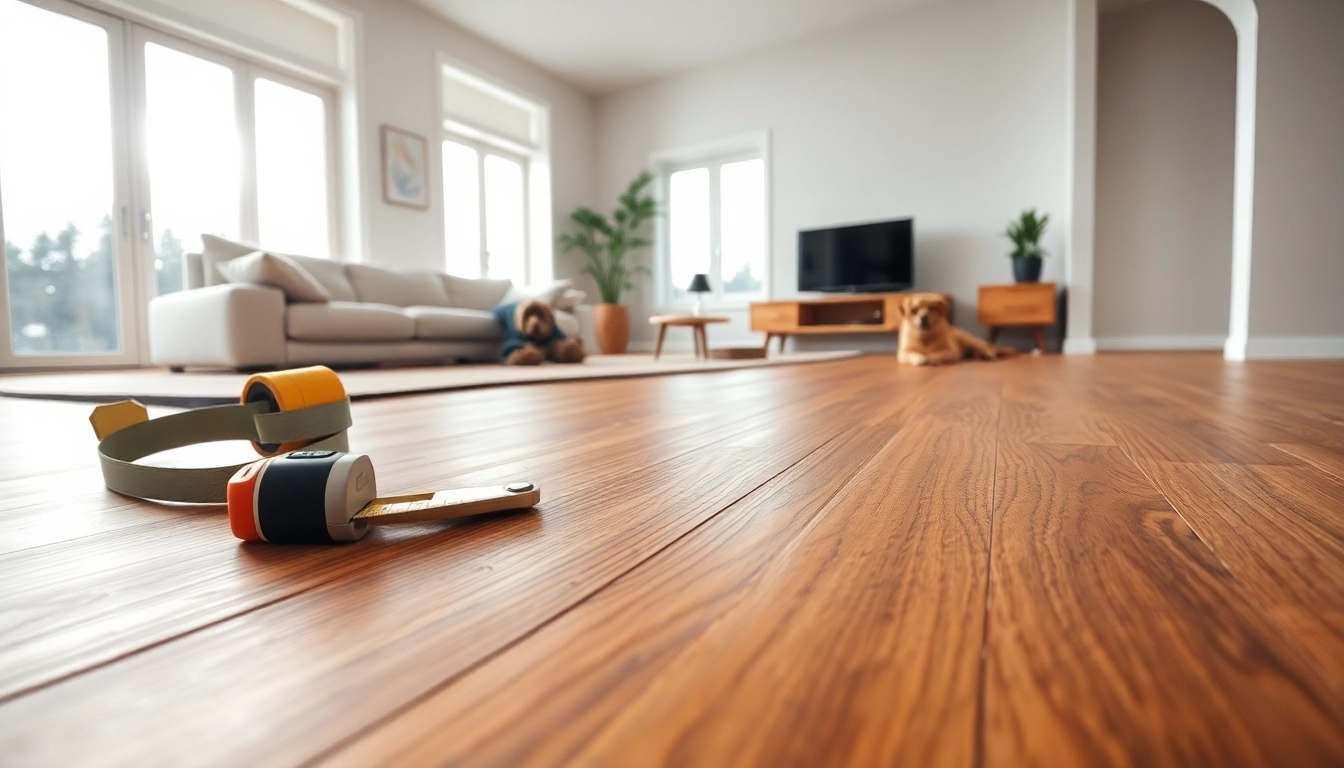 Install flexible vinyl plank flooring in a modern living room, showcasing textures and natural light.
