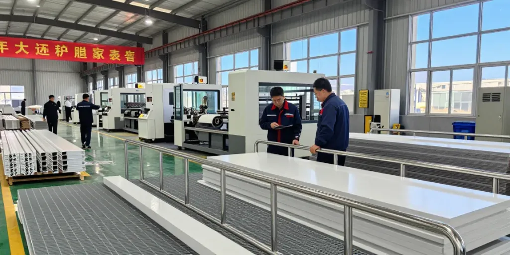 GRP Manufacturer showcasing diverse products in a vibrant manufacturing environment.
