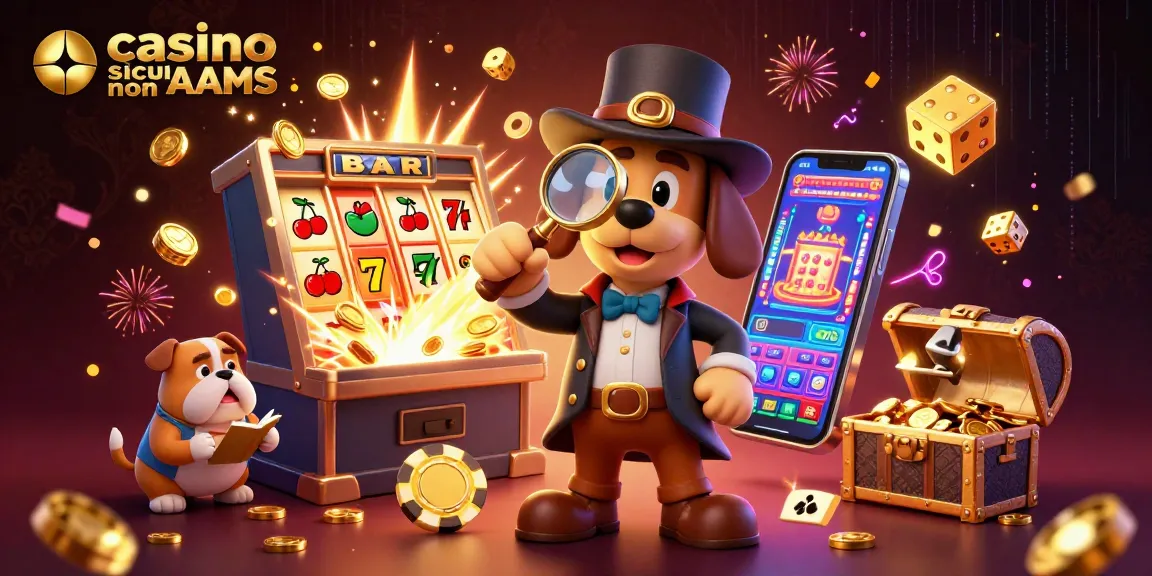 Giocatori gioiscono nei casinò sicuri non AAMS mentre esaminano indizi e vincite brillanti.